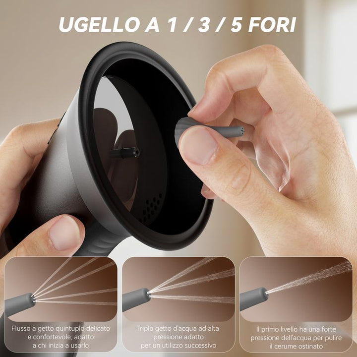 Electric Ear Cleaning Device | Adjustable Water Pressure &amp; Two-Tank System | Cordless USB-C Rechargeable, Interchangeable Nozzles