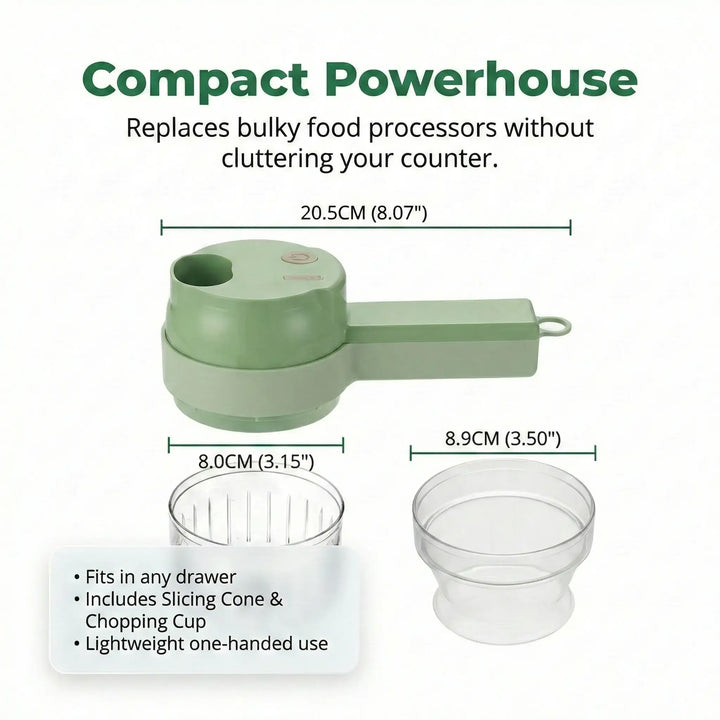 Electric Food Chopper Food-Grade Stainless Steel | Rechargeable USB-C | Self-Cleaning, Slices Veg &amp; Grinds Meat in Seconds