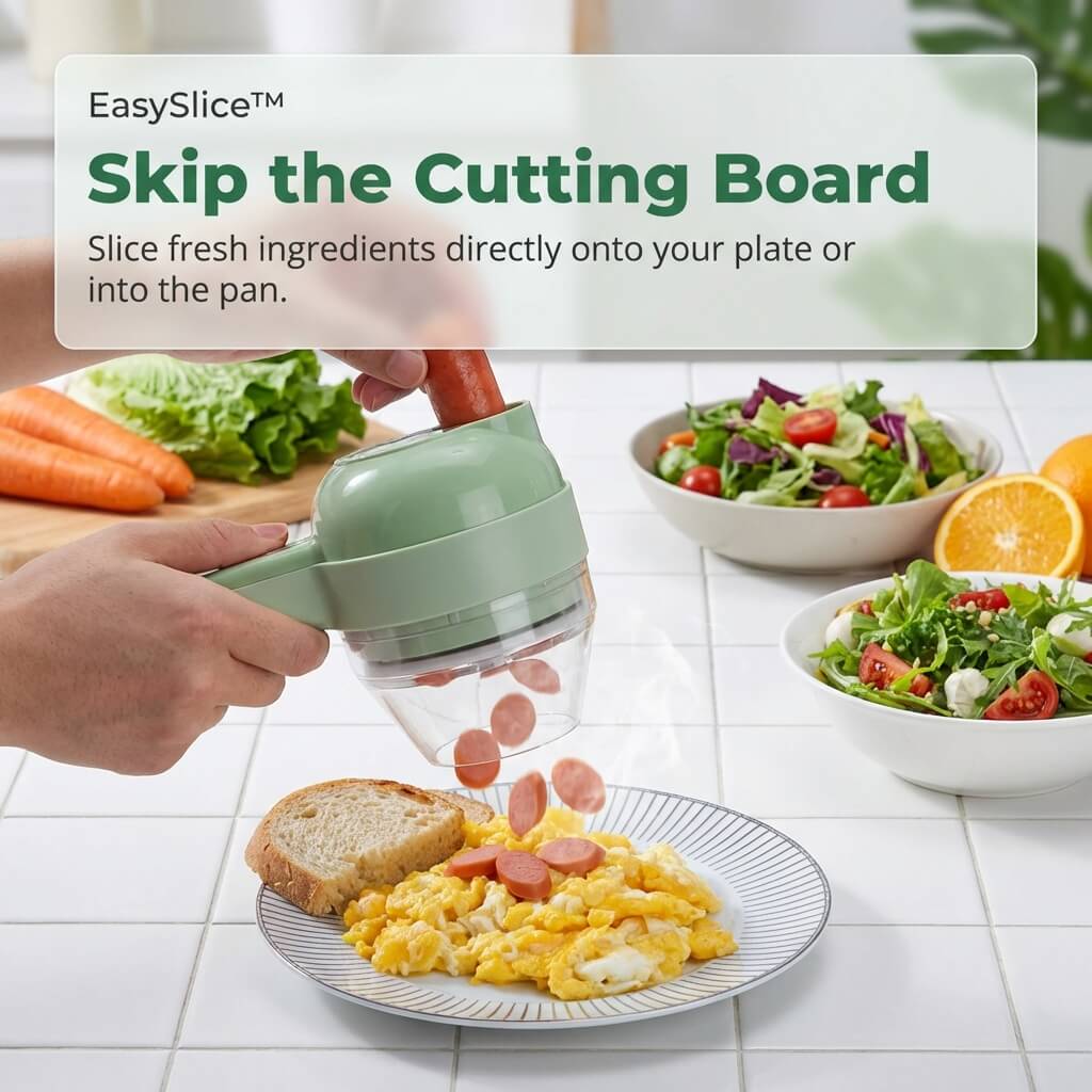 Electric Food Chopper Food-Grade Stainless Steel | Rechargeable USB-C | Self-Cleaning, Slices Veg &amp; Grinds Meat in Seconds