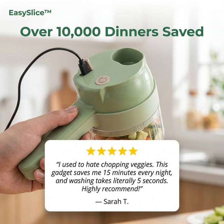 Electric Food Chopper Food-Grade Stainless Steel | Rechargeable USB-C | Self-Cleaning, Slices Veg &amp; Grinds Meat in Seconds