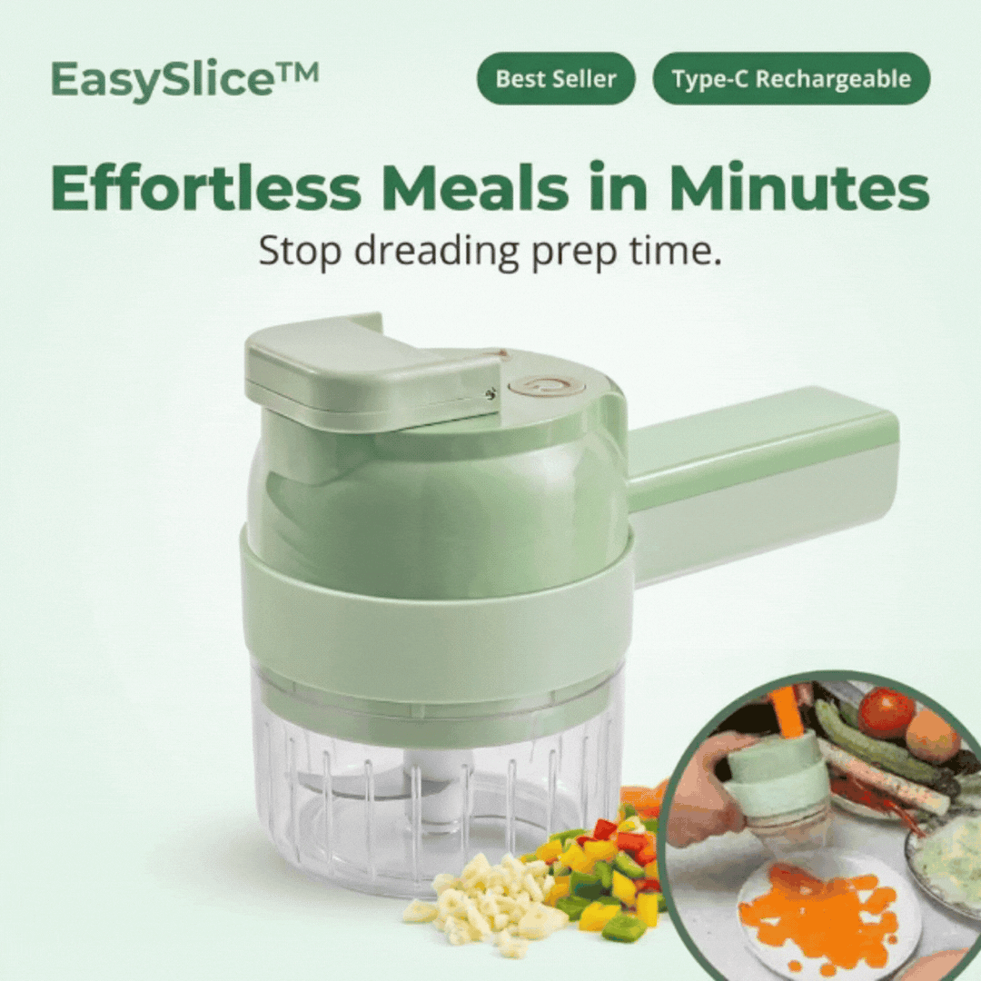 Electric Food Chopper Food-Grade Stainless Steel | Rechargeable USB-C | Self-Cleaning, Slices Veg & Grinds Meat in Seconds