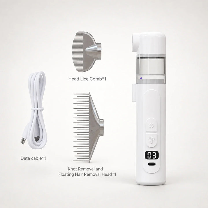 Electric Grooming Comb | Suction Head, Clear Chamber