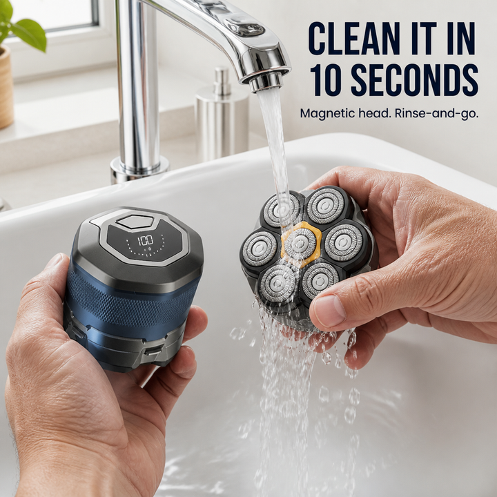 Electric Head Shaver for Men | Six Floating Rotary Heads for One-Pass Scalp Shaving | IPX6 Waterproof, USB-C Fast Charge