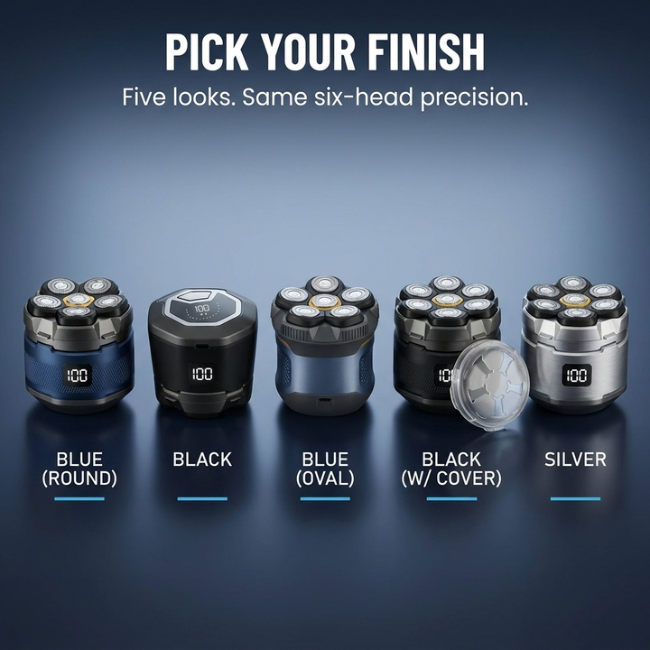 Electric Head Shaver for Men | Six Floating Rotary Heads for One-Pass Scalp Shaving | IPX6 Waterproof, USB-C Fast Charge