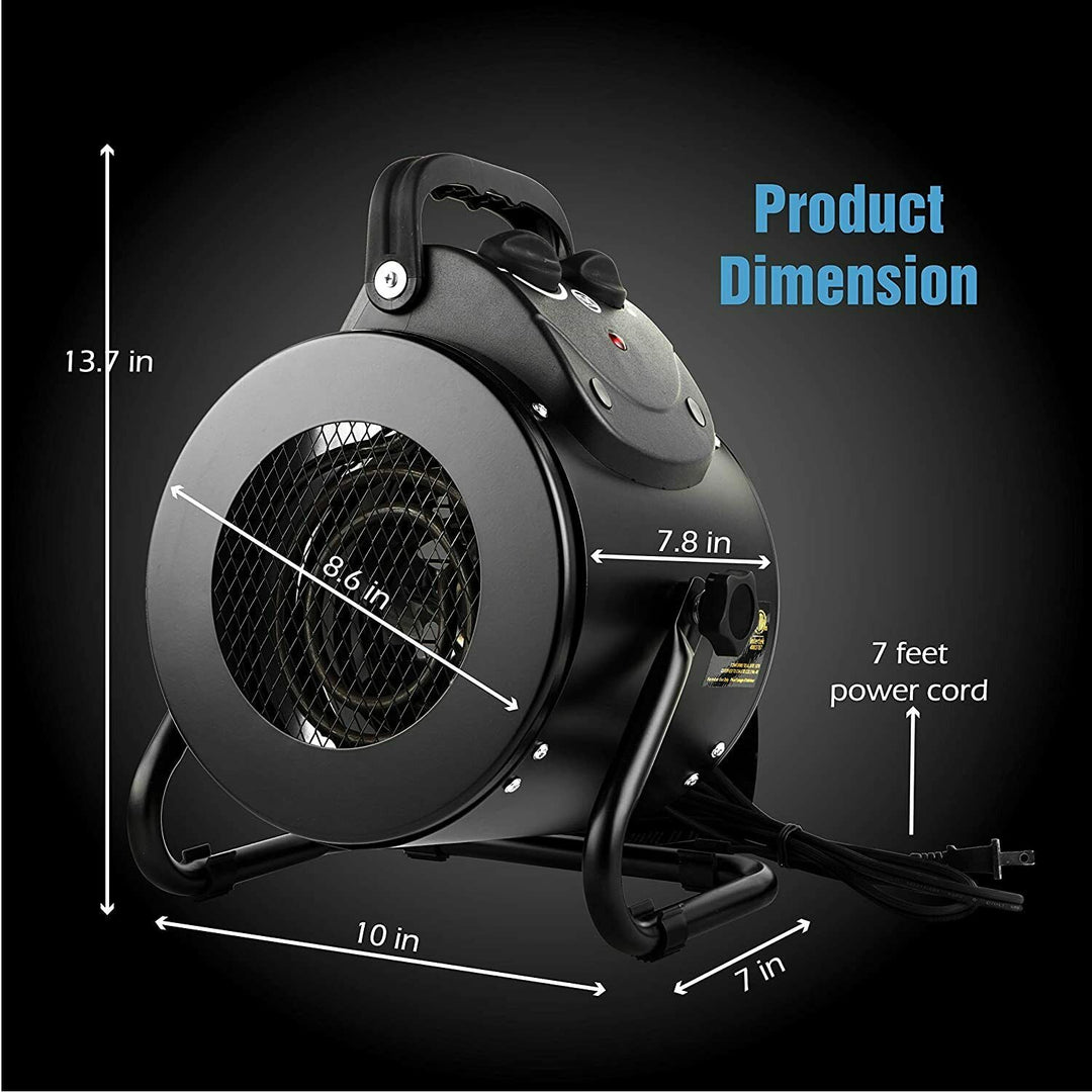 Electric Heater Fan Steel Housing | 1500W Adjustable Heating -58 to 210F | IPX4 Waterproof for Greenhouse, Workshop &amp; Office