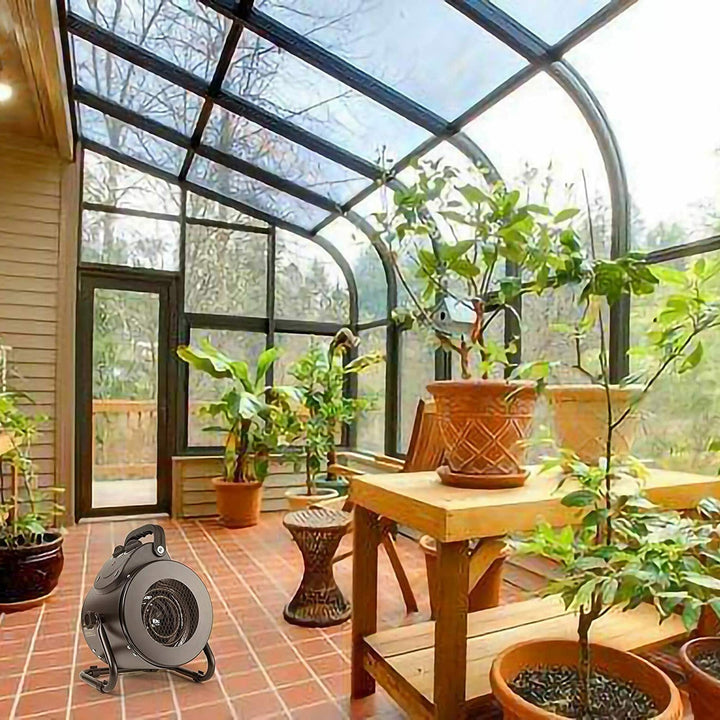 Electric Heater Fan Steel Housing | 1500W Adjustable Heating -58 to 210F | IPX4 Waterproof for Greenhouse, Workshop &amp; Office