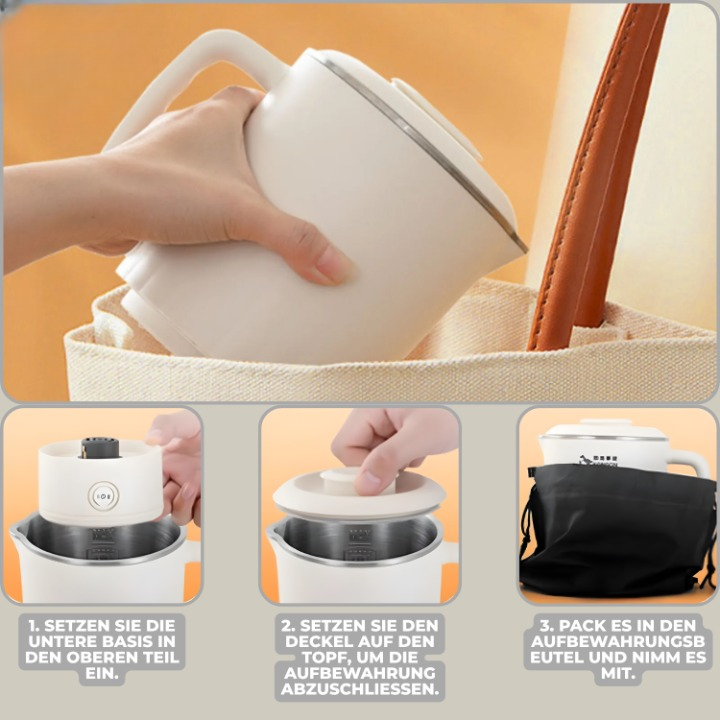 Electric Kettle Compact Glass Travel Heat-Resistant with One-Button Control