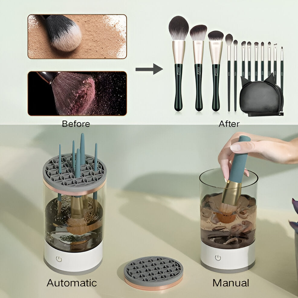 Electric Makeup Brush Cleaner Machine | UV Sterilisation, Automatic &amp; Handheld Modes | Deep Cleans Without Damaging Bristles