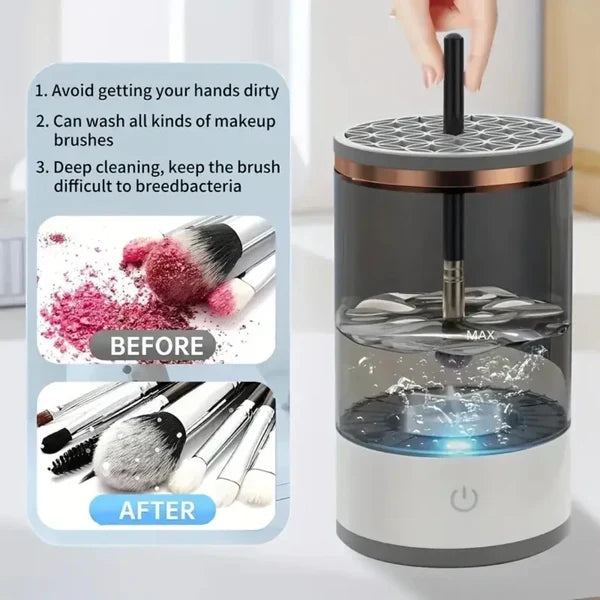 Electric Makeup Brush Cleaner | USB-Powered Rotating Water Flow Technology | Cleans &amp; Dries Multiple Brush Sizes