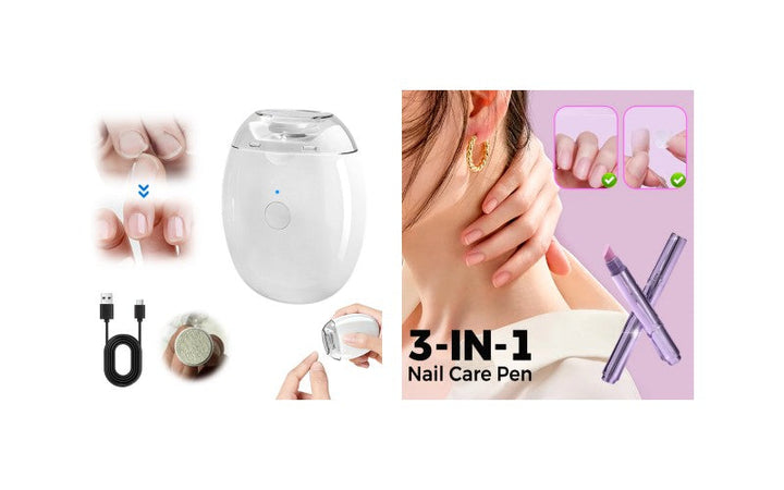 Electric Nail File for Women | Automatic 360° Filing, 3 Speed Settings &amp; LED Light | Quiet Rechargeable Design