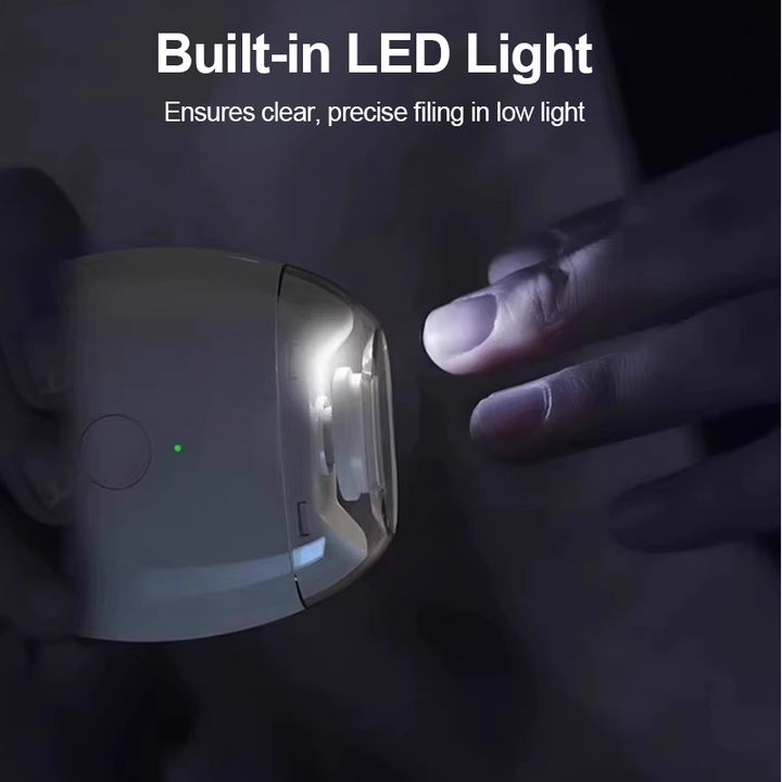Electric Nail File for Women | Automatic 360° Filing, 3 Speed Settings &amp; LED Light | Quiet Rechargeable Design