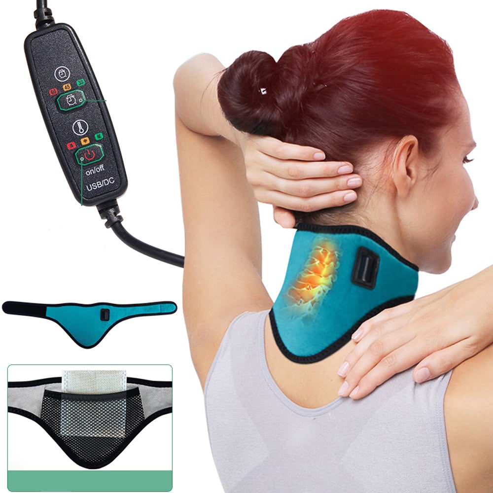 Electric Neck Heating Pad | USB Heated Wrap | 3 Heat Levels &amp; Timer Settings