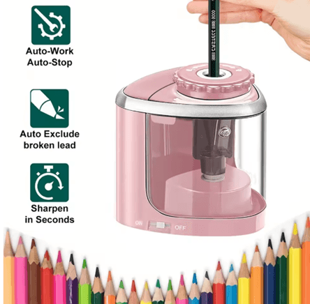 Electric Pencil Sharpener | Automatic Desktop Design with Stainless-Steel Blades | Fast, Precise Results for School and Office