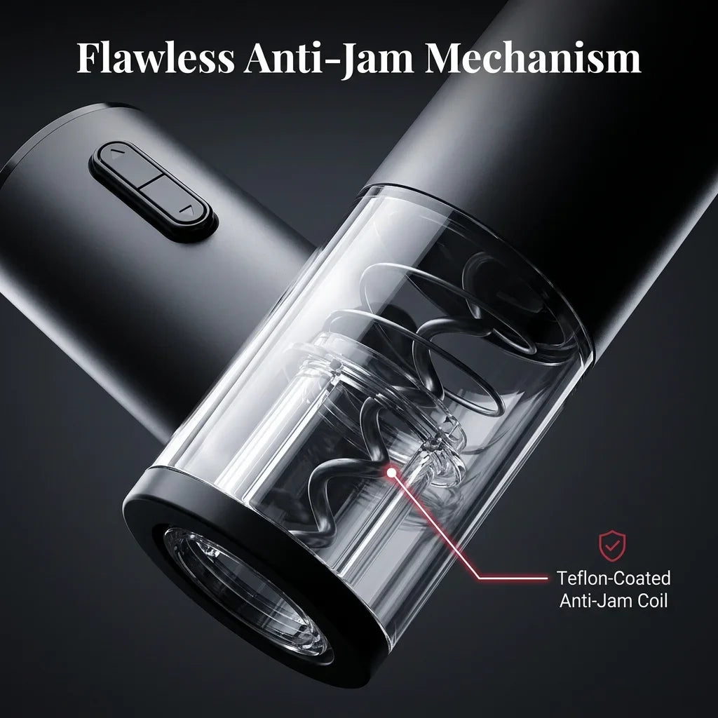 Electric Wine Bottle Opener Stainless Steel | One-Touch Cork Removal with Foil Cutter &amp; Aerator | Effortless Wine Service Set