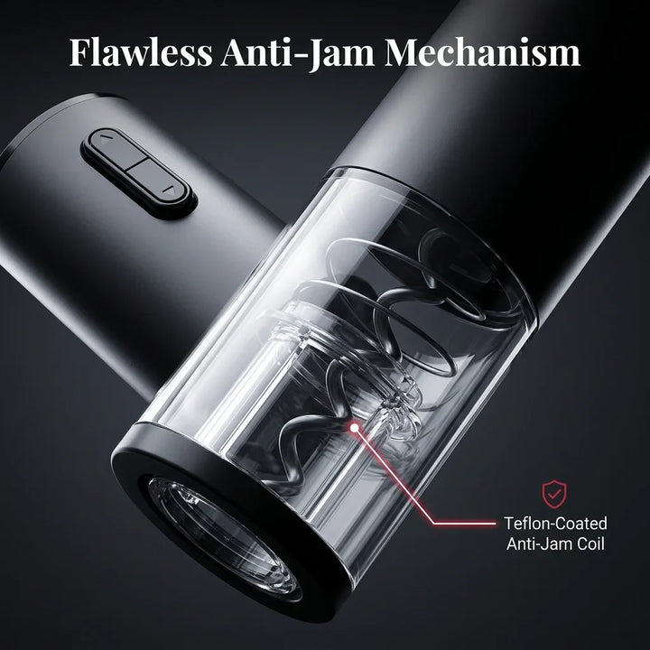 Electric Wine Bottle Opener Stainless Steel | One-Touch Cork Removal with Foil Cutter &amp; Aerator | Effortless Wine Service Set