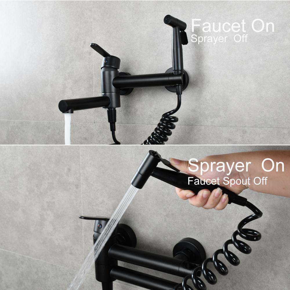 Elegant Brass | Bathtub Faucet Set | Wall Mounted | Includes Bidet Sprayer