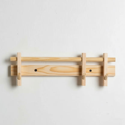Elegant wall-mounted solid wood coat rack with 6 removable hooks for entryway, hallway, bedroom, or office organization