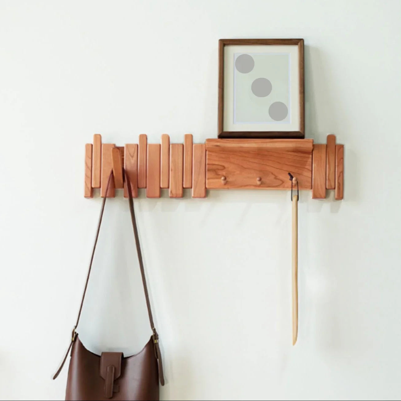 Elegant Wall Mounted Coat Rack with Piano Key Design | Stylish Solid Wood Storage for Organized Spaces 3