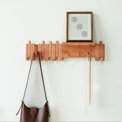 Elegant Wall Mounted Coat Rack with Piano Key Design | Stylish Solid Wood Storage for Organized Spaces 3