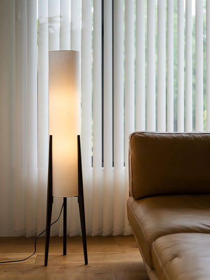 Elegant Walnut Tripod Floor Lamp with Fabric Shade | Modern Design for Stylish Living Rooms 7