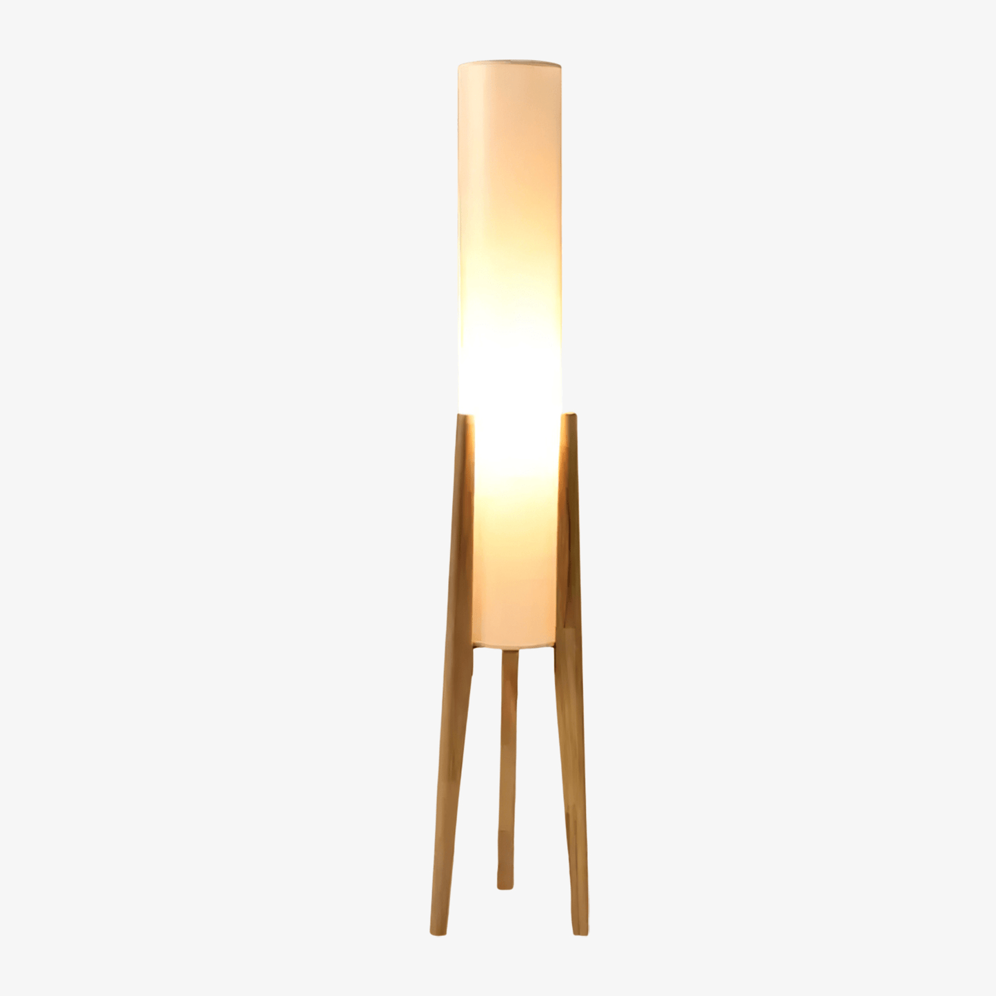 Elegant Walnut Tripod Floor Lamp with Fabric Shade | Modern Design for Stylish Living Rooms 8