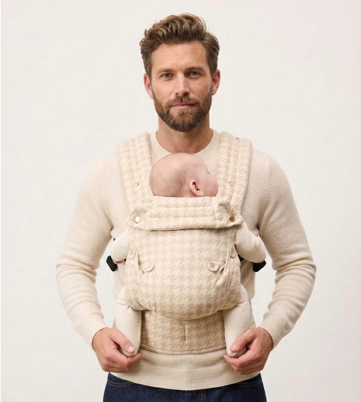 Ergonomic Baby Carrier | 3 Carry Positions | 88% Cotton &amp; Linen | Newborn to 2 Years | Houndstooth