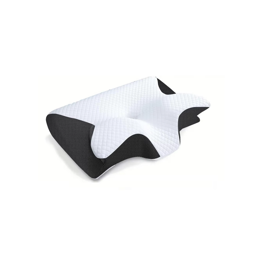 Ergonomic Memory Foam Pillow | Dual-Sided Neck Support | Side, Back &amp; Stomach Sleepers | Washable Cover