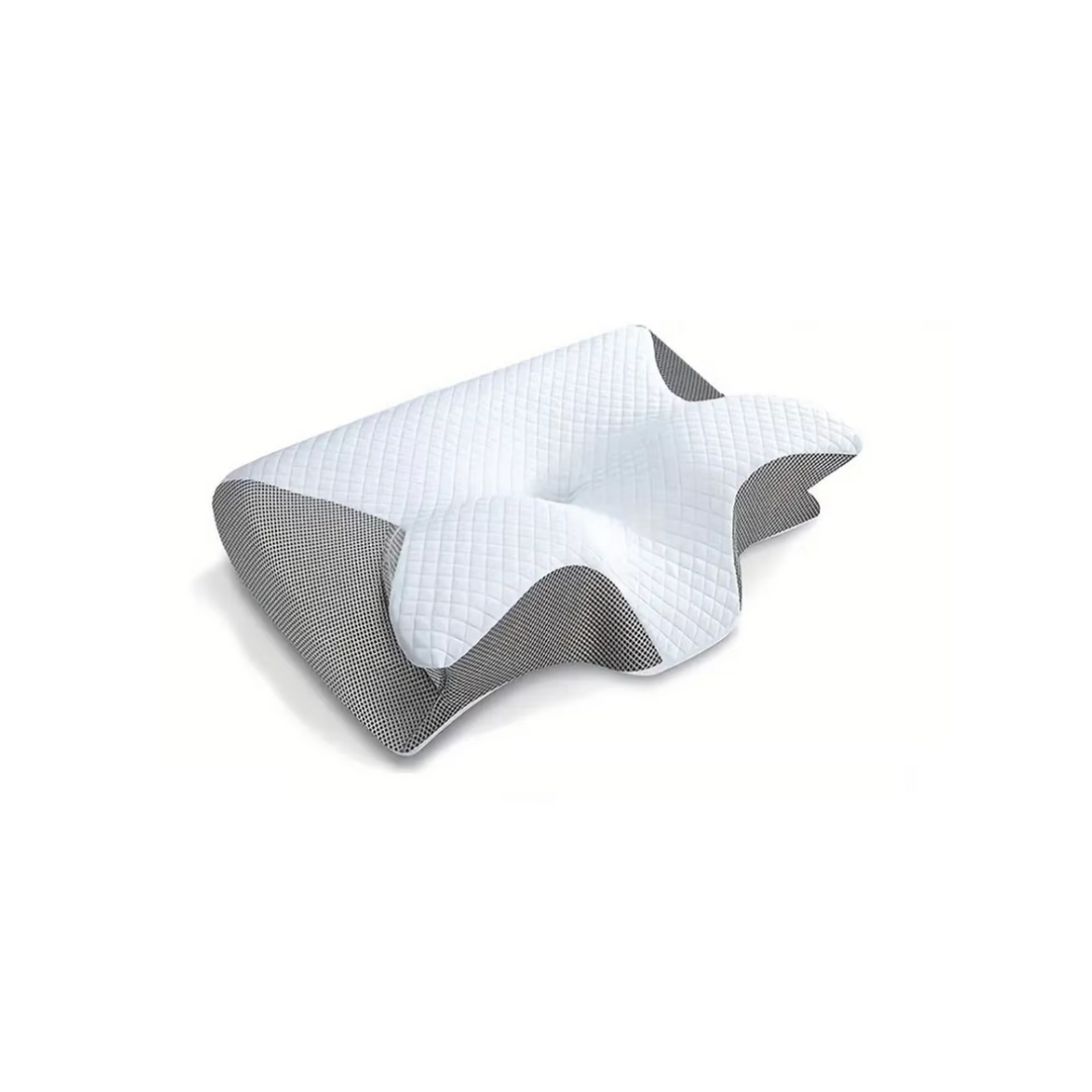 Ergonomic Memory Foam Pillow | Dual-Sided Neck Support | Side, Back &amp; Stomach Sleepers | Washable Cover