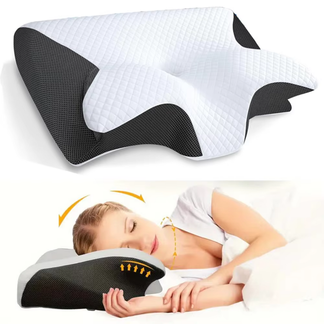 Ergonomic Memory Foam Pillow | Dual-Sided Neck Support | Side, Back & Stomach Sleepers | Washable Cover