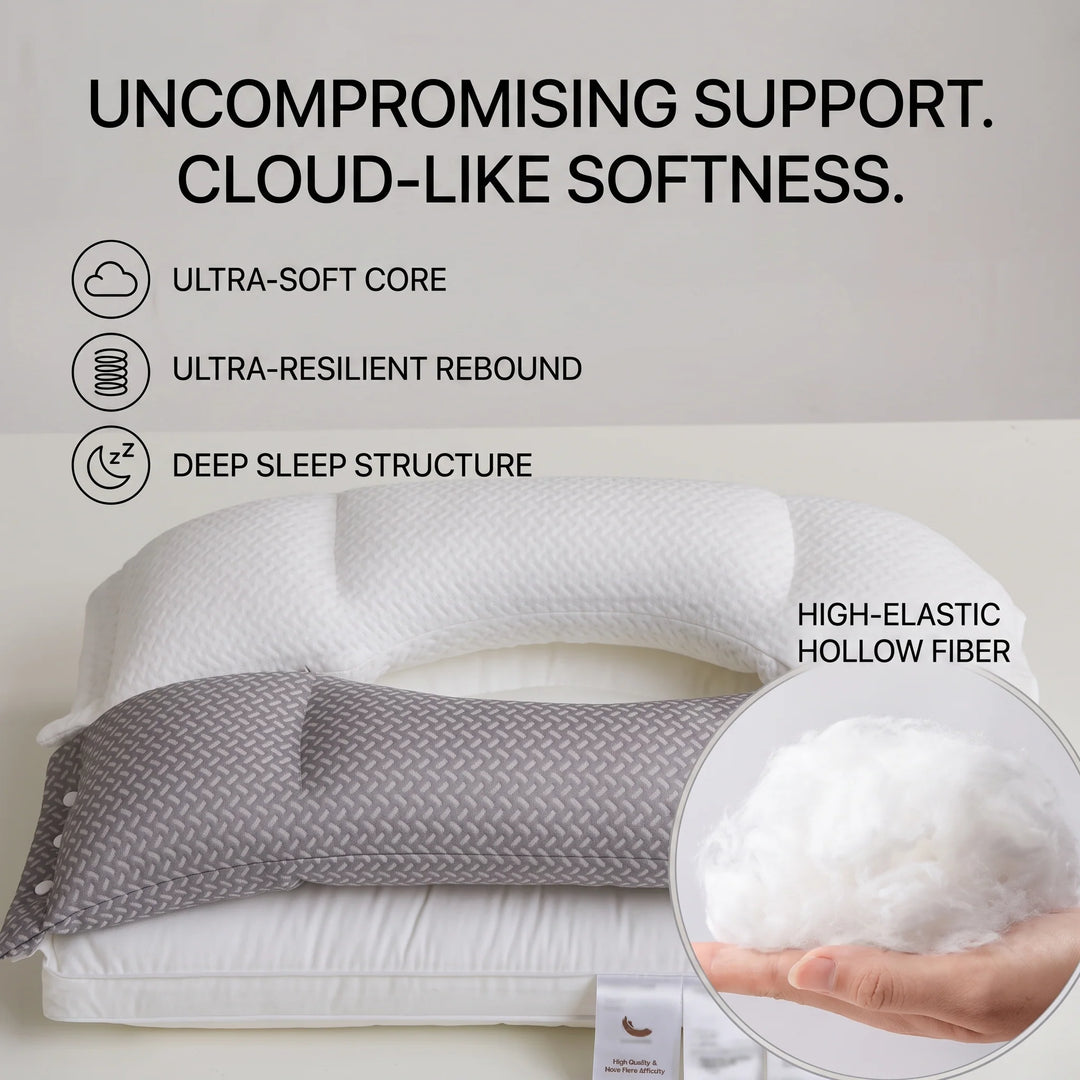 Ergonomic Neck Pillow | Removable Core, Press-Stud Cover