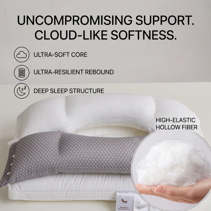 Ergonomic Neck Pillow | Removable Core, Press-Stud Cover