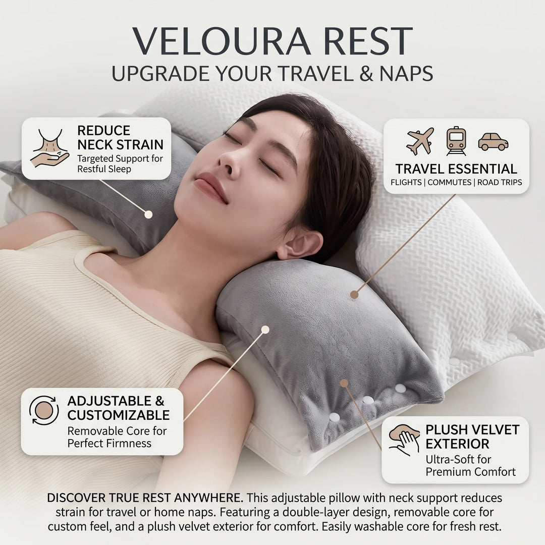 Ergonomic Neck Pillow | Removable Core, Press-Stud Cover