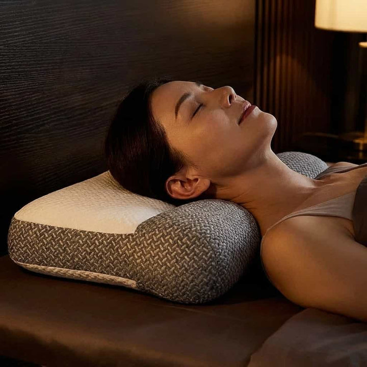 Ergonomic Neck Support Pillow | Contoured Design with Ear Groove for Side Sleepers | Relieves Neck &amp; Shoulder Pain