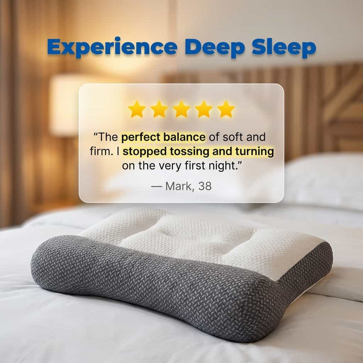 Ergonomic Neck Support Pillow | Contoured Design with Ear Groove for Side Sleepers | Relieves Neck &amp; Shoulder Pain