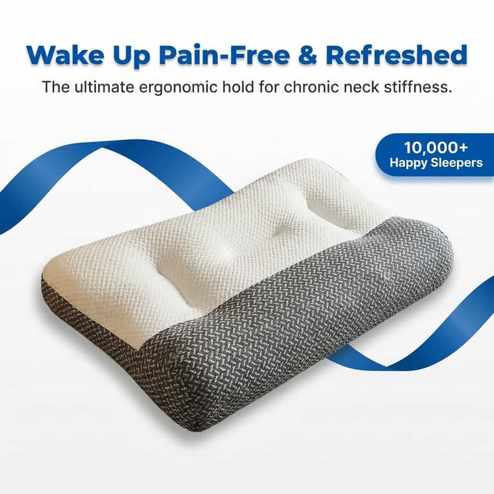 Ergonomic Neck Support Pillow | Contoured Design with Ear Groove for Side Sleepers | Relieves Neck &amp; Shoulder Pain