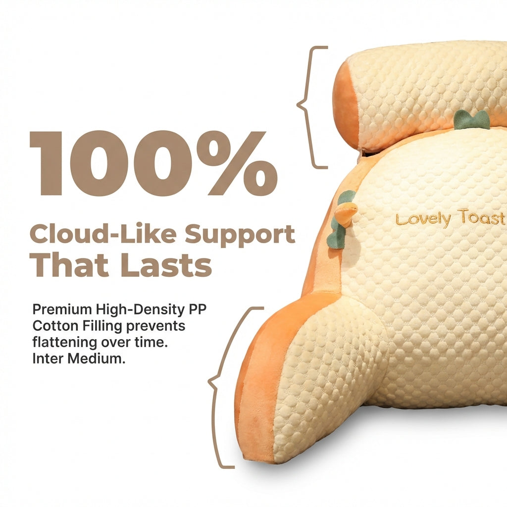 Ergonomic Reading Pillow with Armrests | Curved Backrest Supports Neck &amp; Shoulders | Eases Back Pain for Reading, TV &amp; Lounging