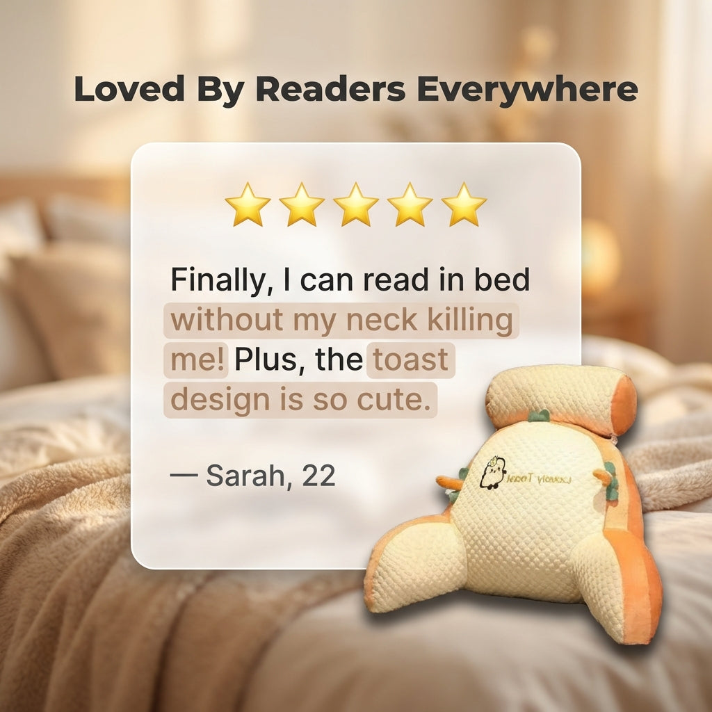 Ergonomic Reading Pillow with Armrests | Curved Backrest Supports Neck &amp; Shoulders | Eases Back Pain for Reading, TV &amp; Lounging