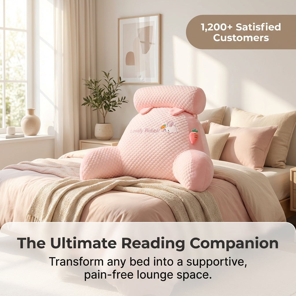 Ergonomic Reading Pillow with Armrests | Curved Backrest Supports Neck &amp; Shoulders | Eases Back Pain for Reading, TV &amp; Lounging