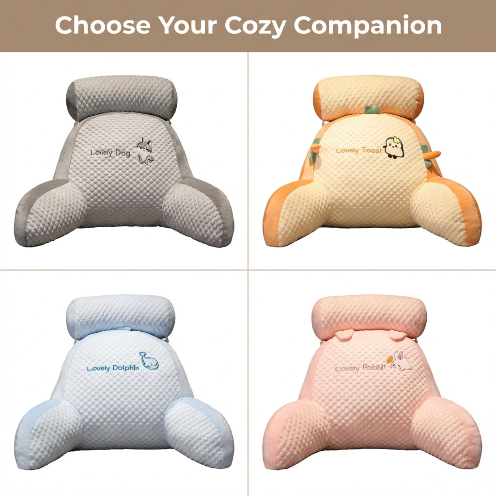 Ergonomic Reading Pillow with Armrests | Curved Backrest Supports Neck &amp; Shoulders | Eases Back Pain for Reading, TV &amp; Lounging