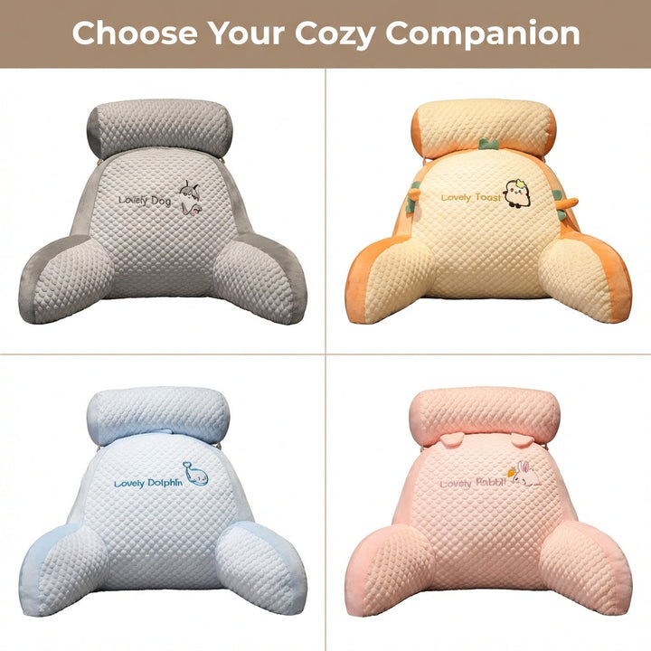 Ergonomic Reading Pillow with Armrests | Curved Backrest Supports Neck &amp; Shoulders | Eases Back Pain for Reading, TV &amp; Lounging