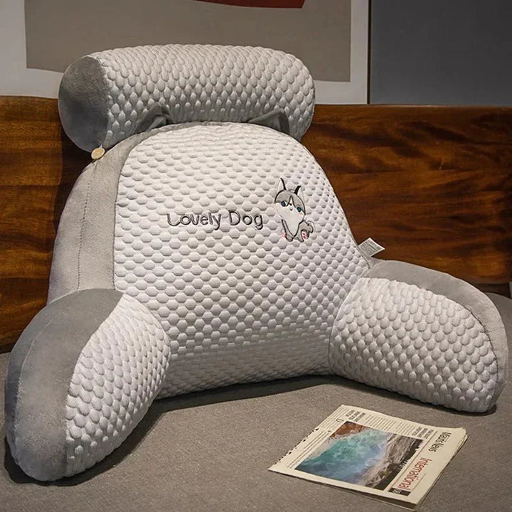 Ergonomic Reading Pillow with Armrests | Curved Backrest Supports Neck &amp; Shoulders | Eases Back Pain for Reading, TV &amp; Lounging