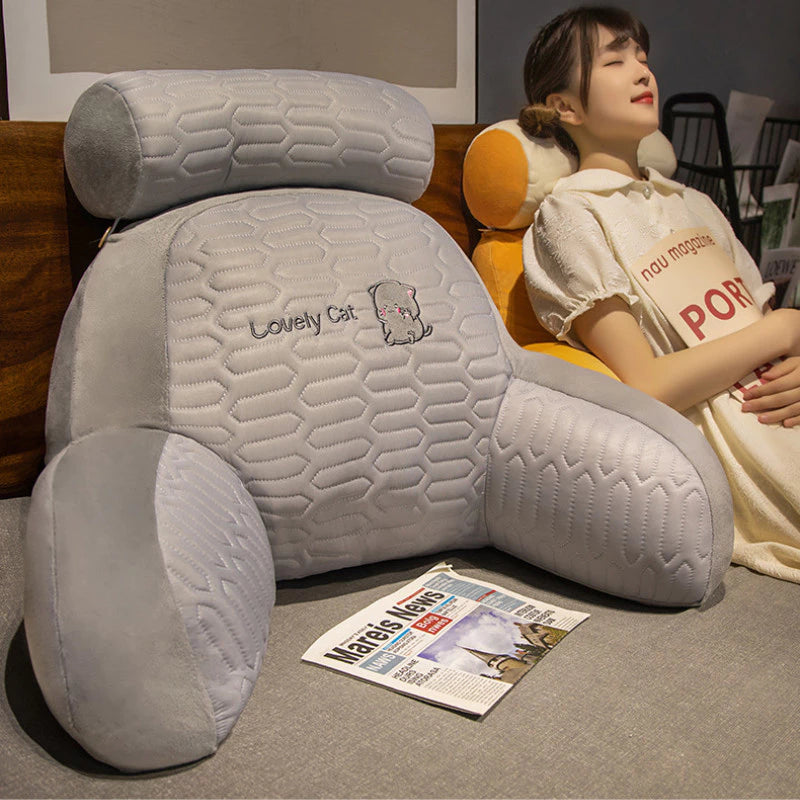 Ergonomic Triangle Pillow | Reading Backrest Cushion with Armrests