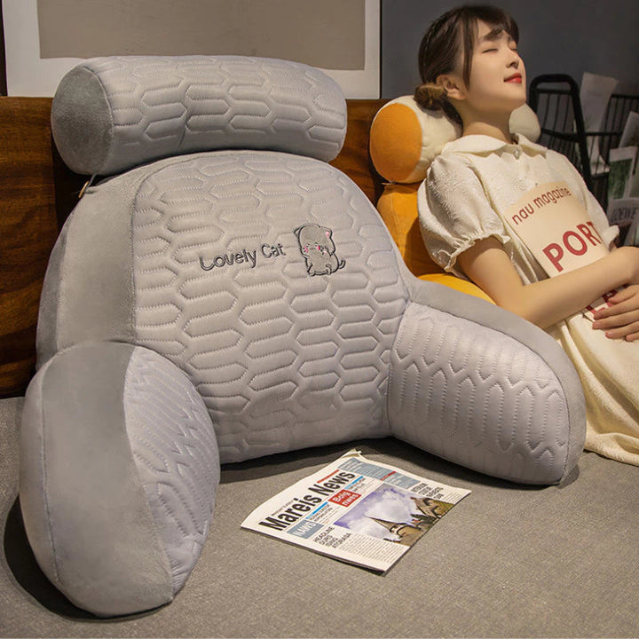 Ergonomic Triangle Pillow | Reading Backrest Cushion with Armrests