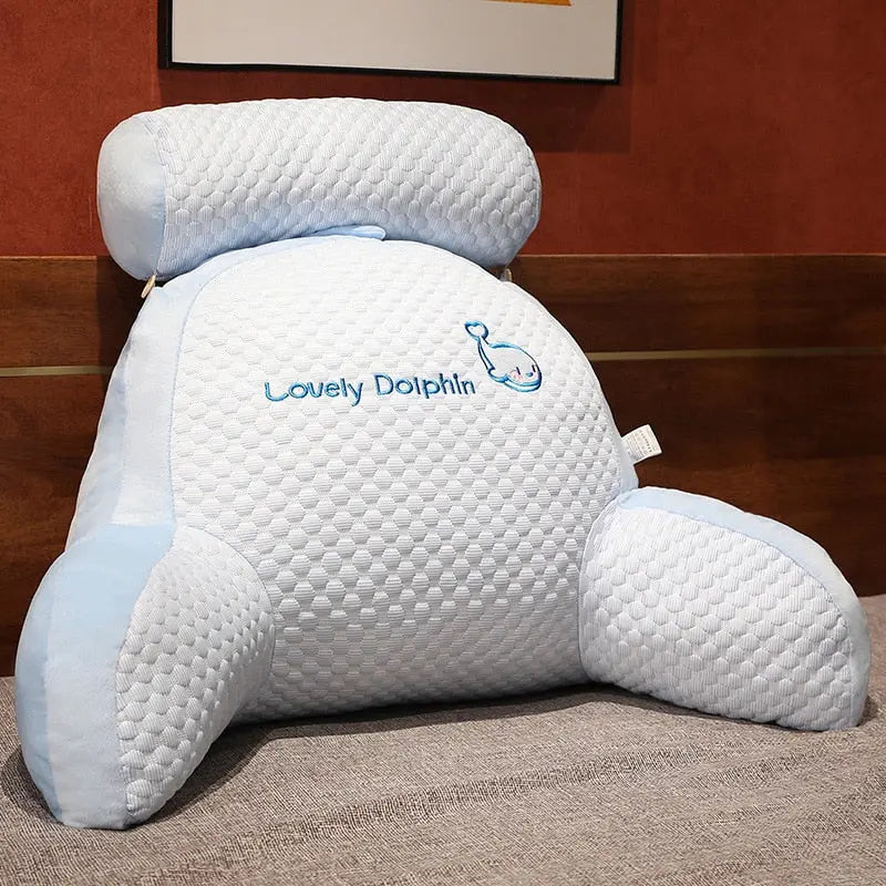 Ergonomic Triangle Pillow | Reading Backrest Cushion with Armrests
