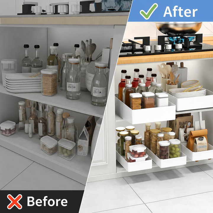 Extendable Cabinet Organizer | Pull Out Cupboard Tray