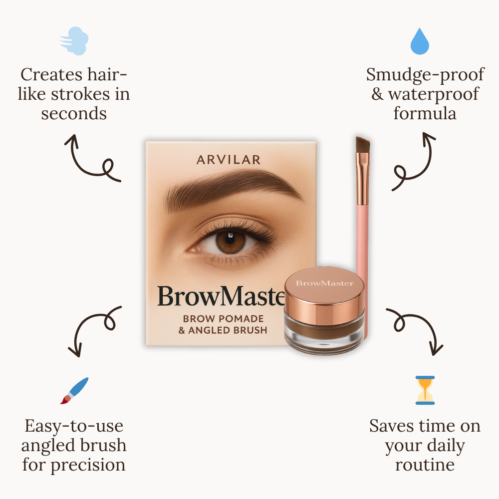 Eyebrow Powder Brush for Women | 45-Degree Angled Brush Tip | Waterproof, Smudge-Proof Microblading-Look Brows Instantly