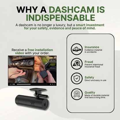 1080P Dash Cam | 170° Wide Angle | Sony Starvis Night Vision | G-Sensor | Voice Alerts | Loop Recording