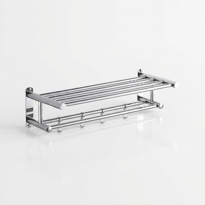 Wall-Mounted Towel Rack | Stainless Steel | Polished Chrome | 5 Hooks | 60x22x14cm | Bathroom