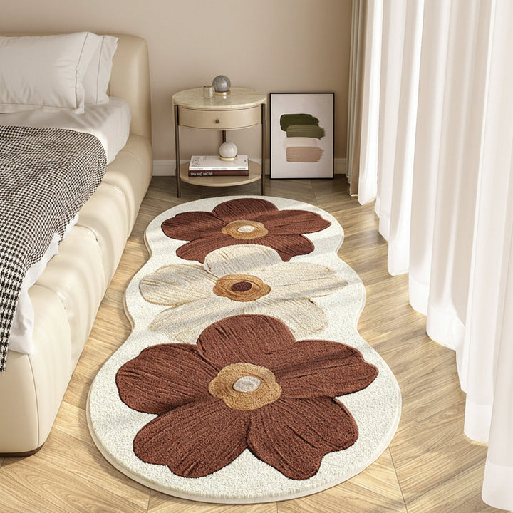 Floral Area Rug Wavy Edge Floor Mat Non-Slip Backing Soft 3