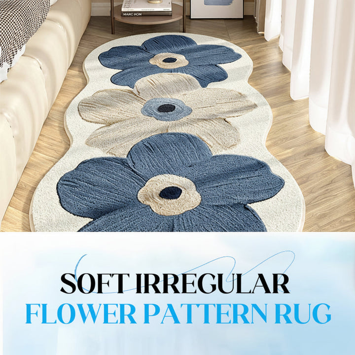 Floral Area Rug Wavy Edge Floor Mat Non-Slip Backing Soft 6